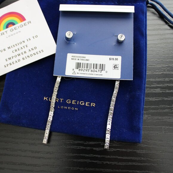 Kurt Geiger Pastel Cubic Zirconia Linear Drop Earrings - Picture 2 of 4